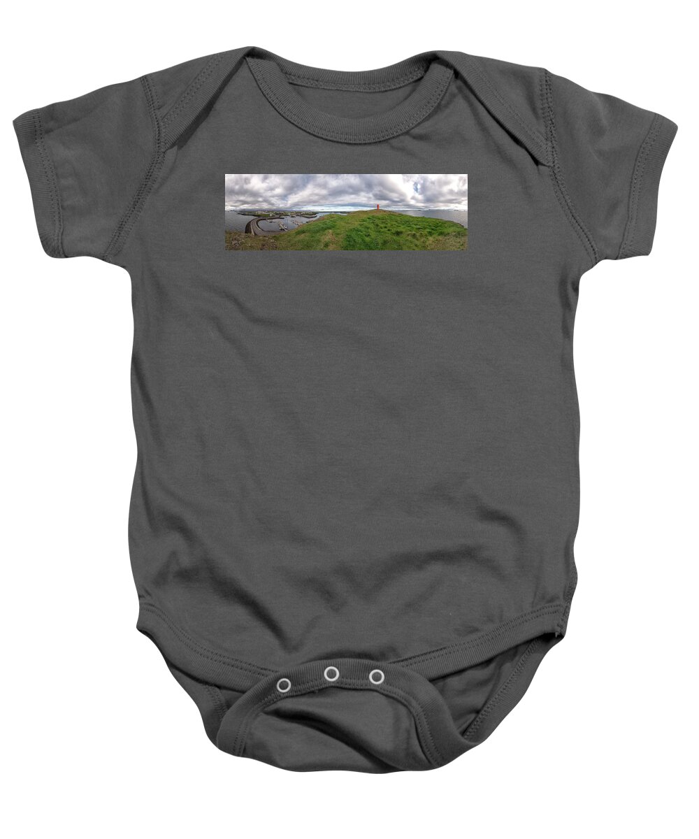 Iceland Baby Onesie featuring the photograph Stykkisholmur Harbor Pano by Tom Singleton