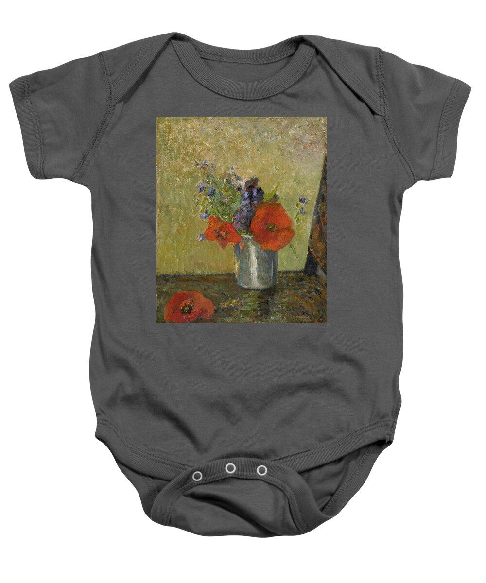 Paul Gauguin Baby Onesie featuring the painting Summer Flowers in a Cup by Paul Gauguin