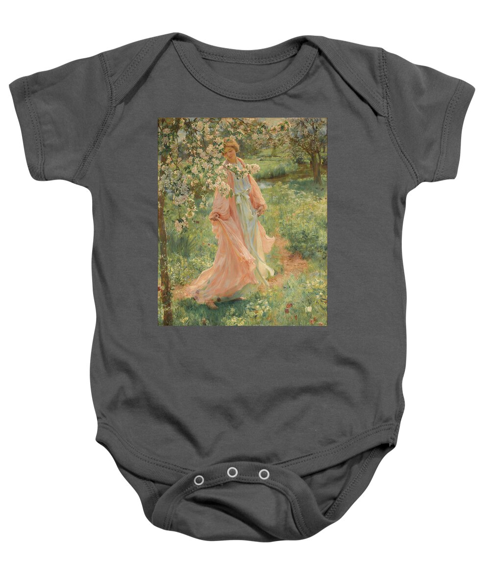 Herbert Arnould Olivier (summer Has Come In) 1902 Baby Onesie featuring the painting Summer Has Come by MotionAge Designs