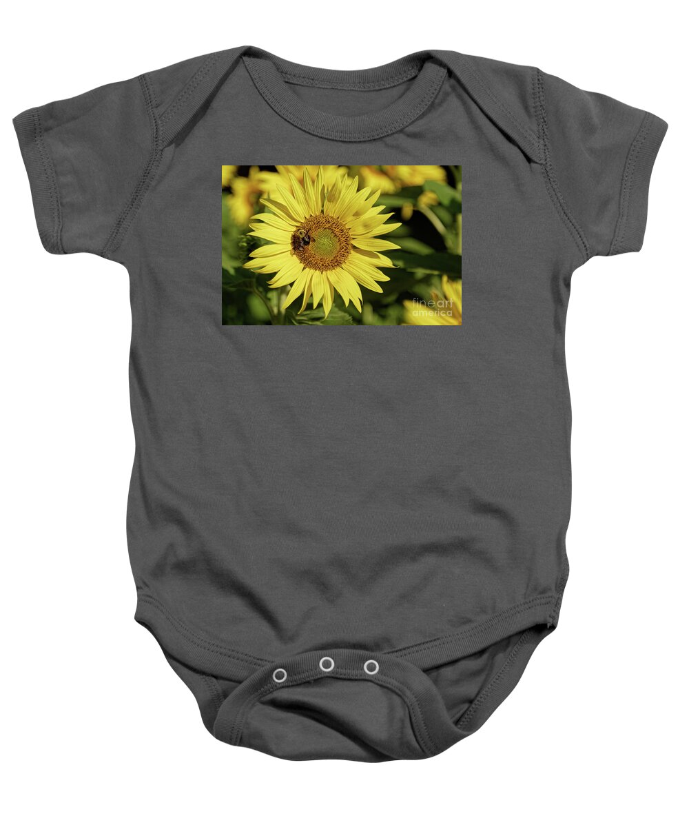 Sunflower Baby Onesie featuring the photograph Sunflower Bumble by Natural Focal Point Photography