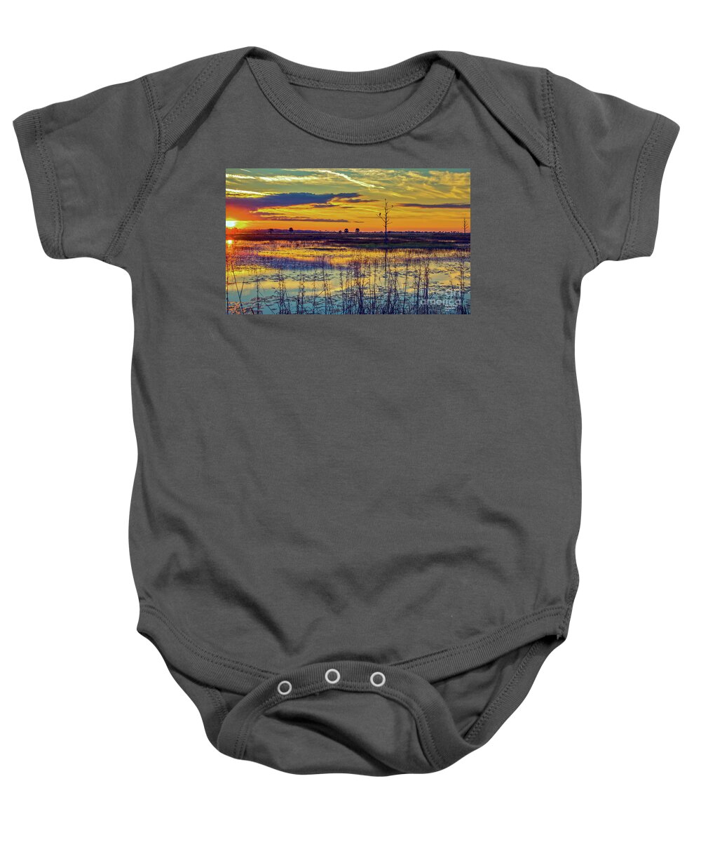Bird Baby Onesie featuring the photograph Sunrise at a Wildlife Paradise by DB Hayes