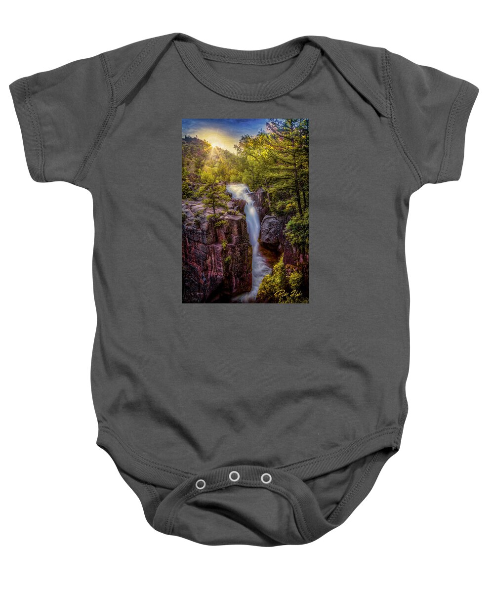Flowing Baby Onesie featuring the photograph Sunrise at Shell Falls by Rikk Flohr