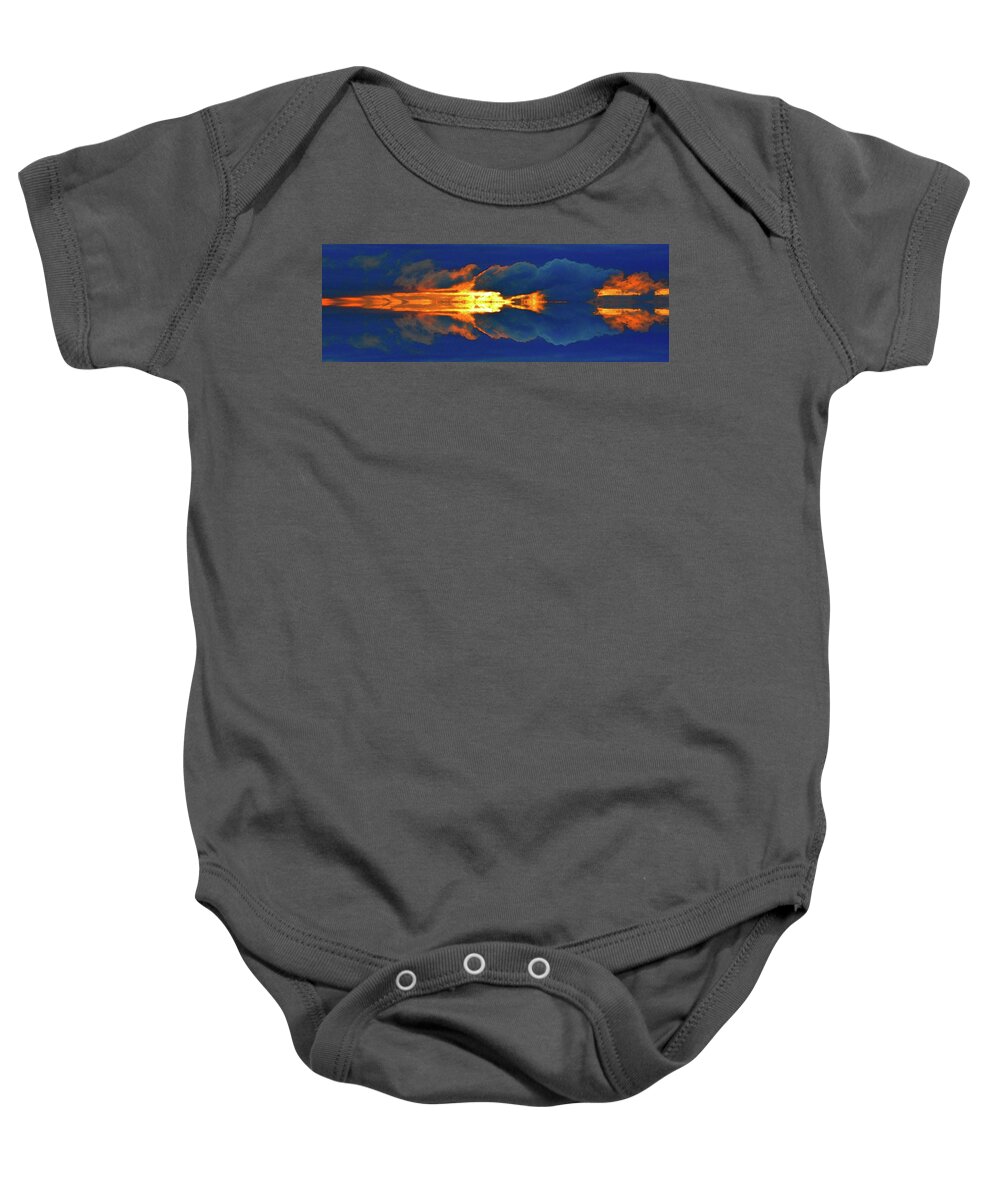 Abstract Baby Onesie featuring the digital art Sunrise Clouds Four by Lyle Crump