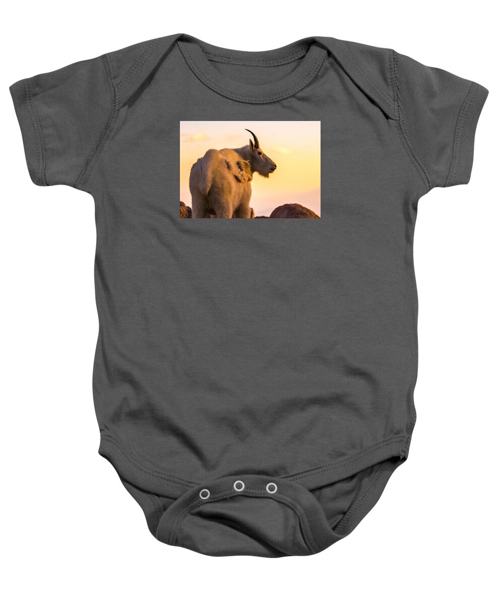 Mountain Goat Baby Onesie featuring the photograph Sunrise on the Mountain #1 by Mindy Musick King