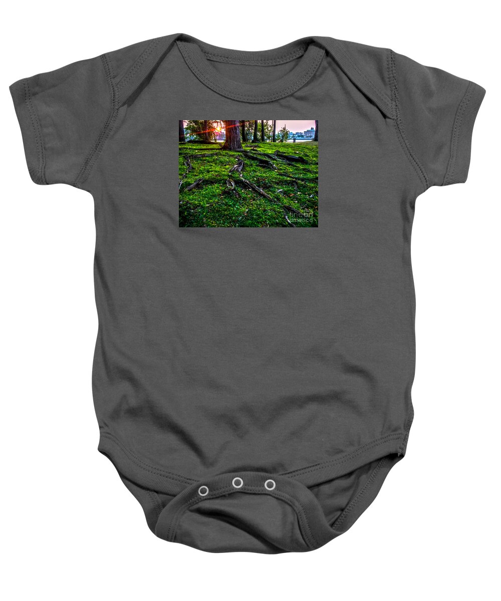 Sunrise Baby Onesie featuring the photograph Sunrise Over Queens by James Aiken