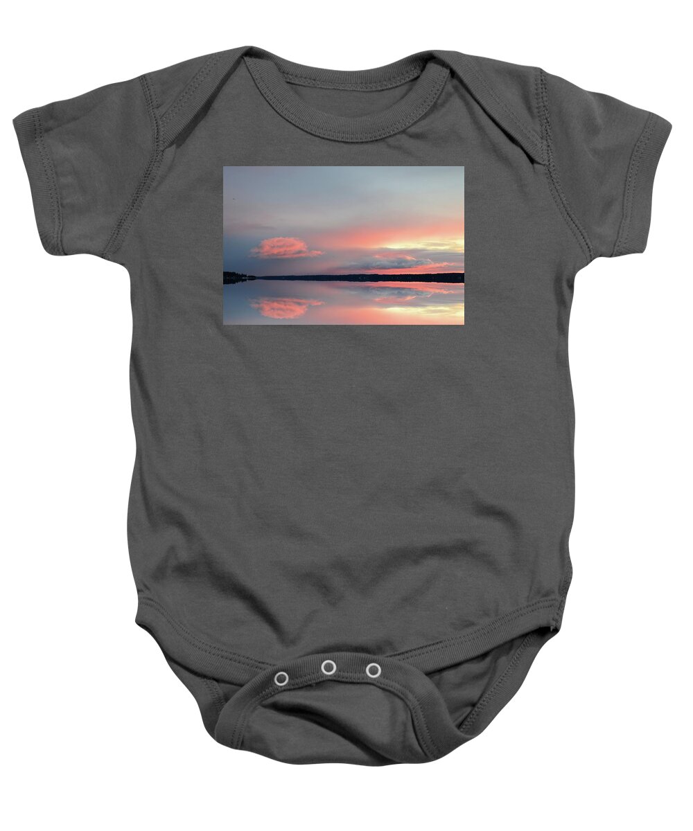 Abstract Baby Onesie featuring the digital art Sunrise Pink Two by Lyle Crump