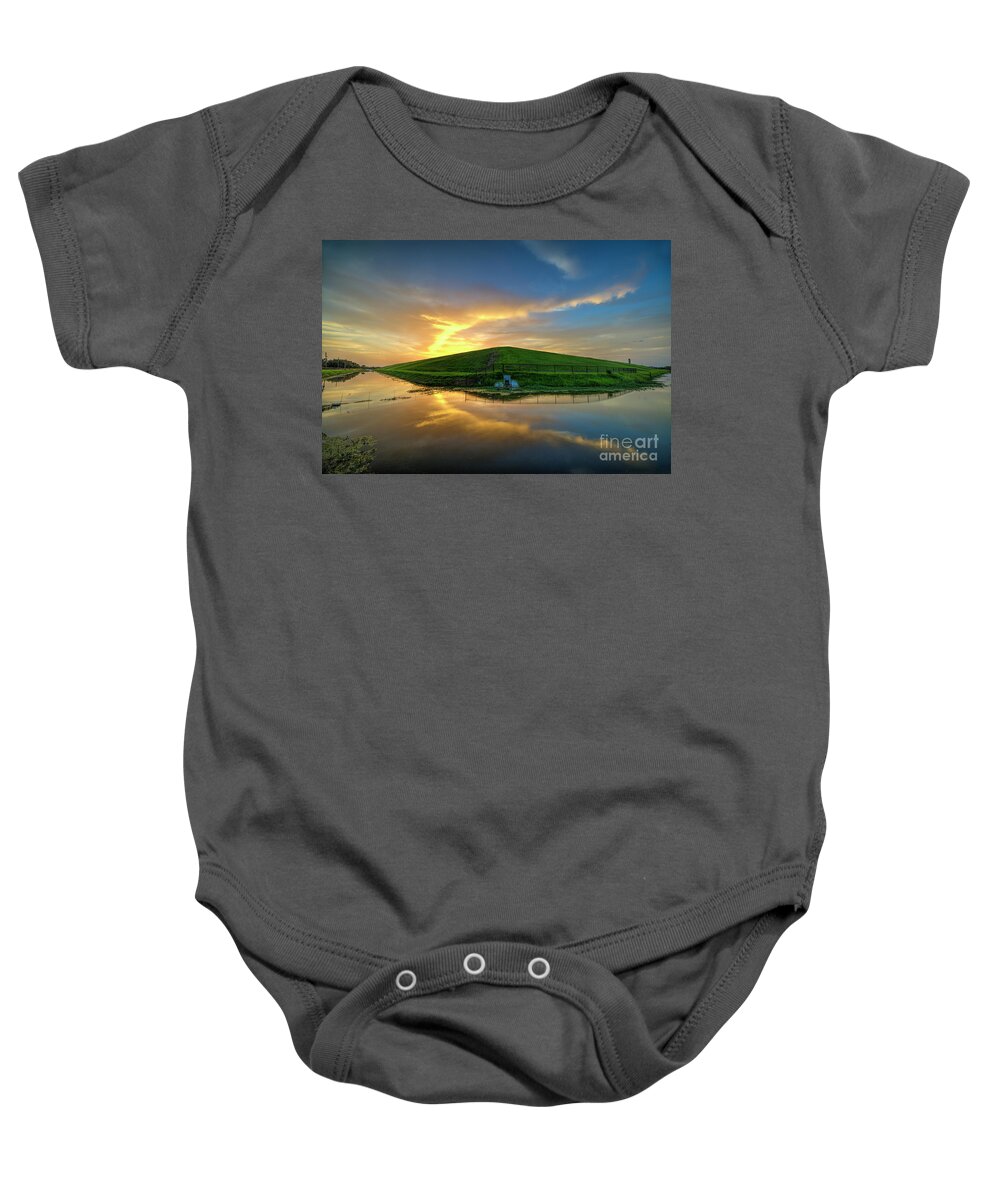 Sunset At The Canal Baby Onesie featuring the photograph Sunset At The Canal by Felix Lai