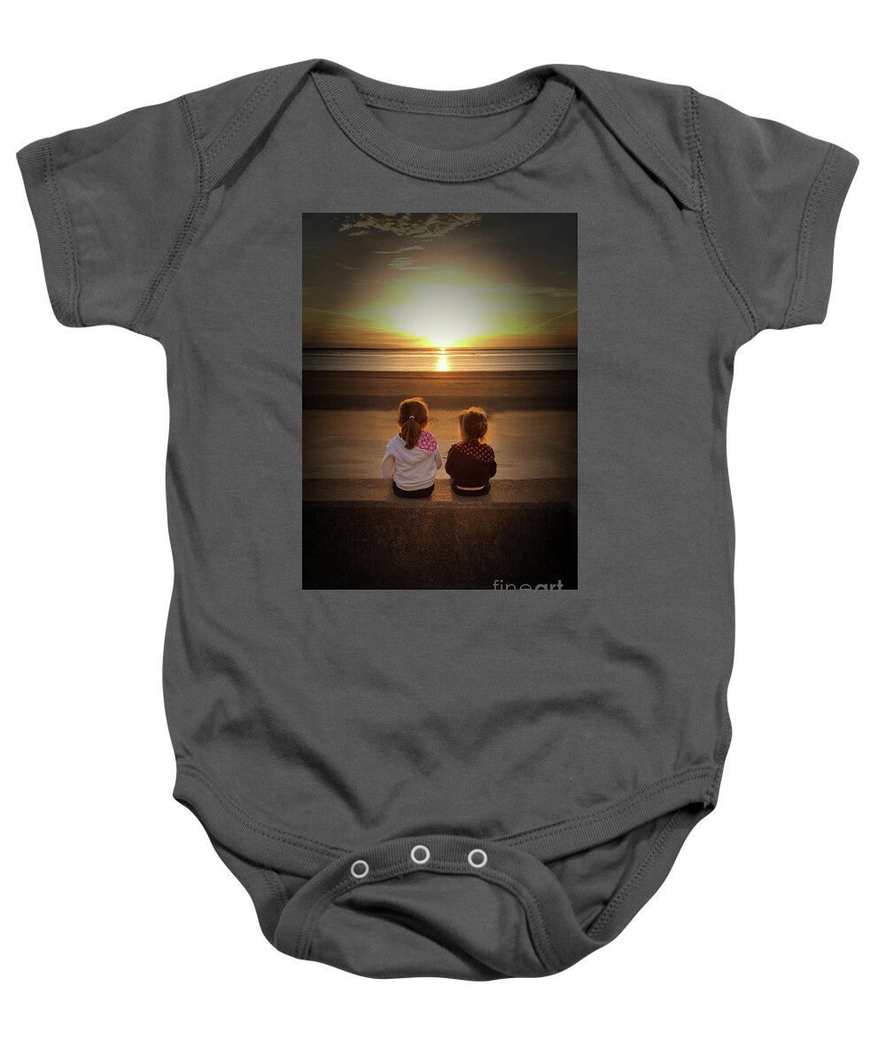 Sunset Baby Onesie featuring the photograph Sunset Sisters by Lynn Bolt