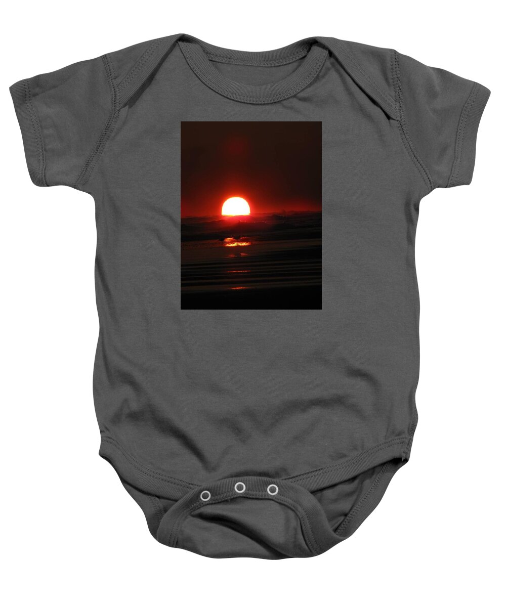 Sun Baby Onesie featuring the photograph Sunset in the Waves by Laura Henry