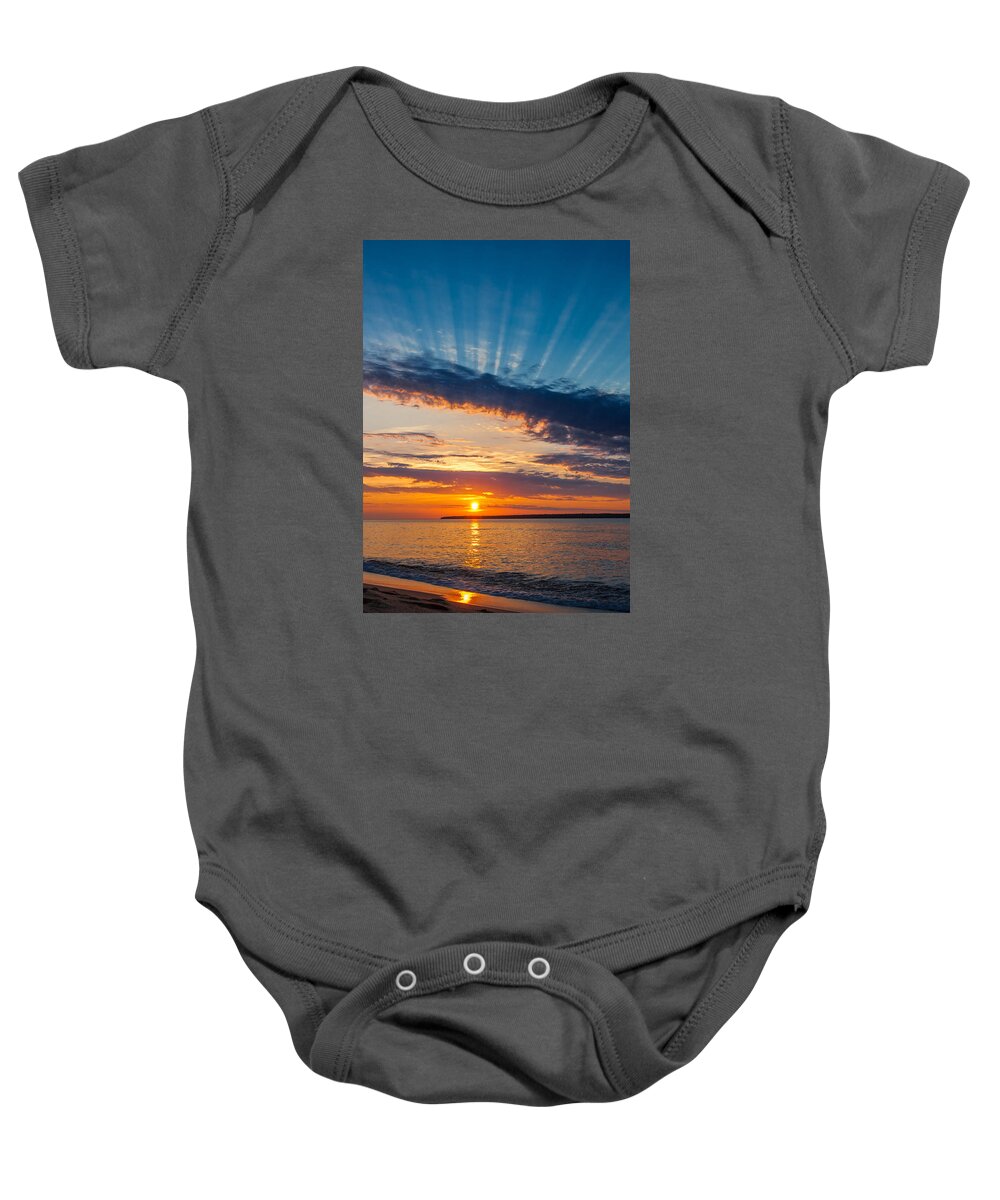 Natural Forms Baby Onesie featuring the photograph Sunset on the Superior South Shore by Rikk Flohr