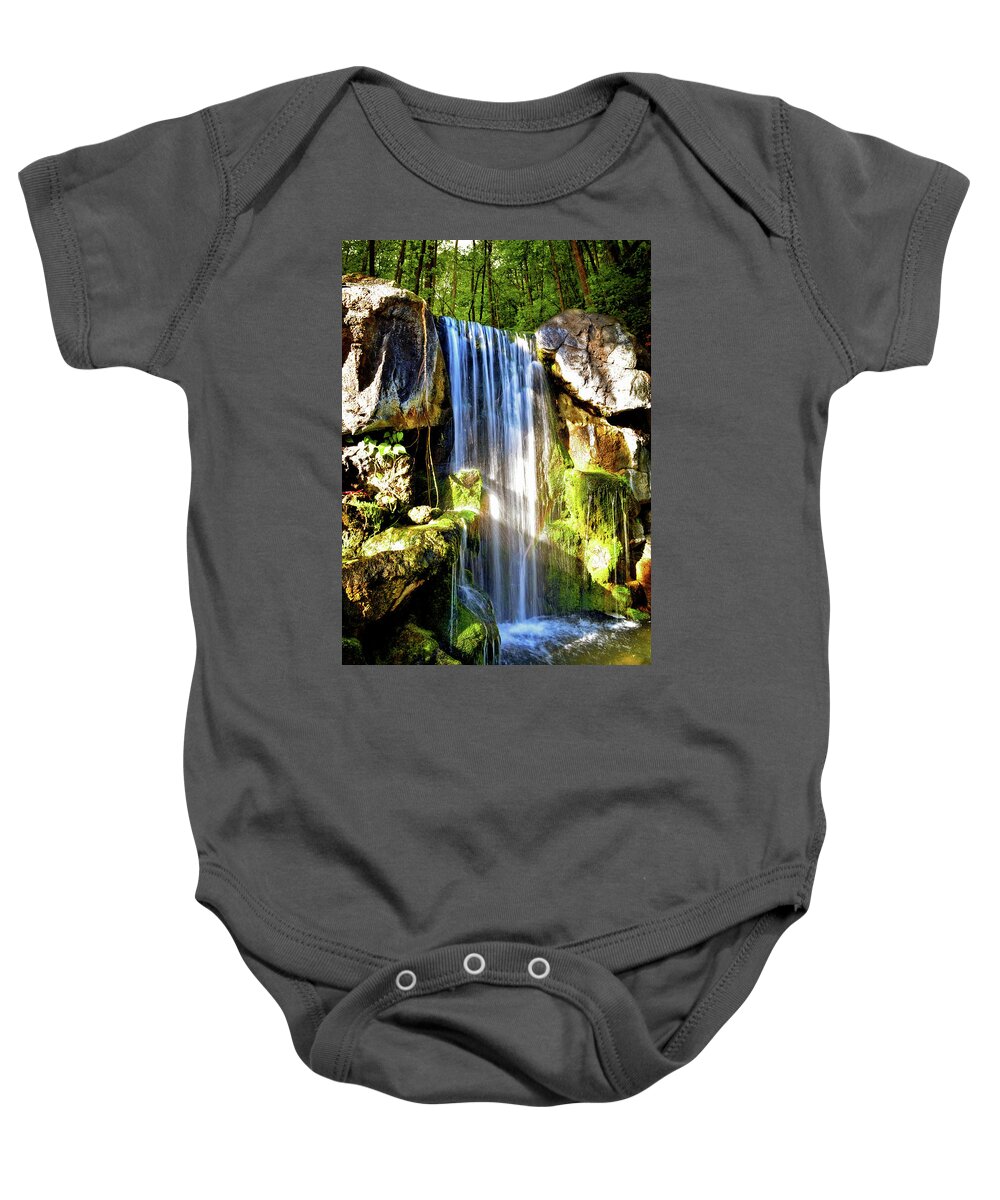Hawaii Waterfall Baby Onesie featuring the photograph Sunshine Falls by Lisa Lambert-Shank