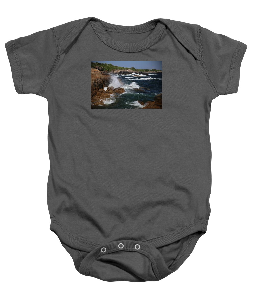 Ocean Baby Onesie featuring the photograph Surf at Biddeford Pool by John Meader