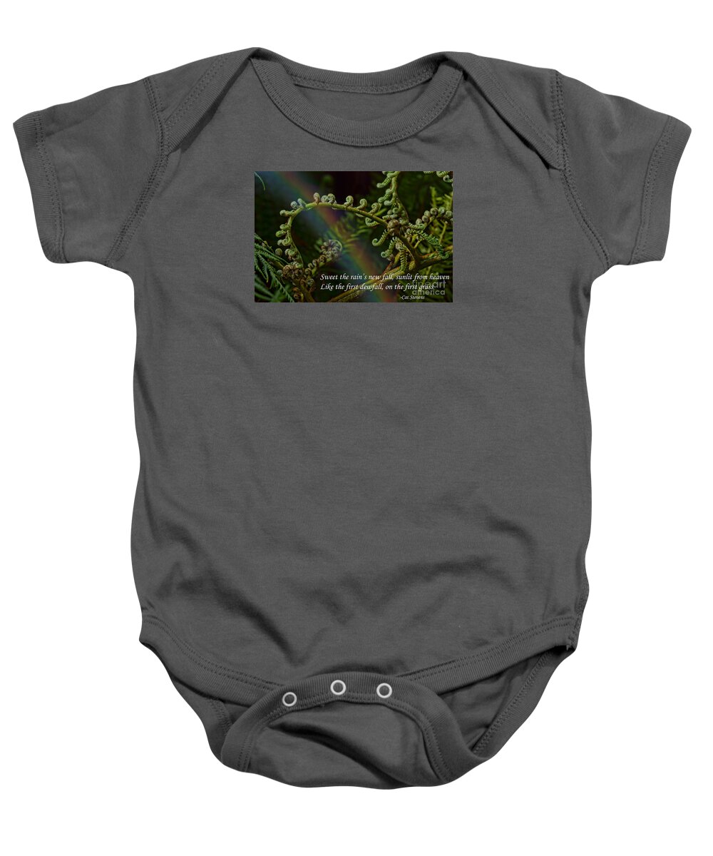 Cat Stevens Baby Onesie featuring the photograph Sweet the Rain's New Fall by Jim Fitzpatrick