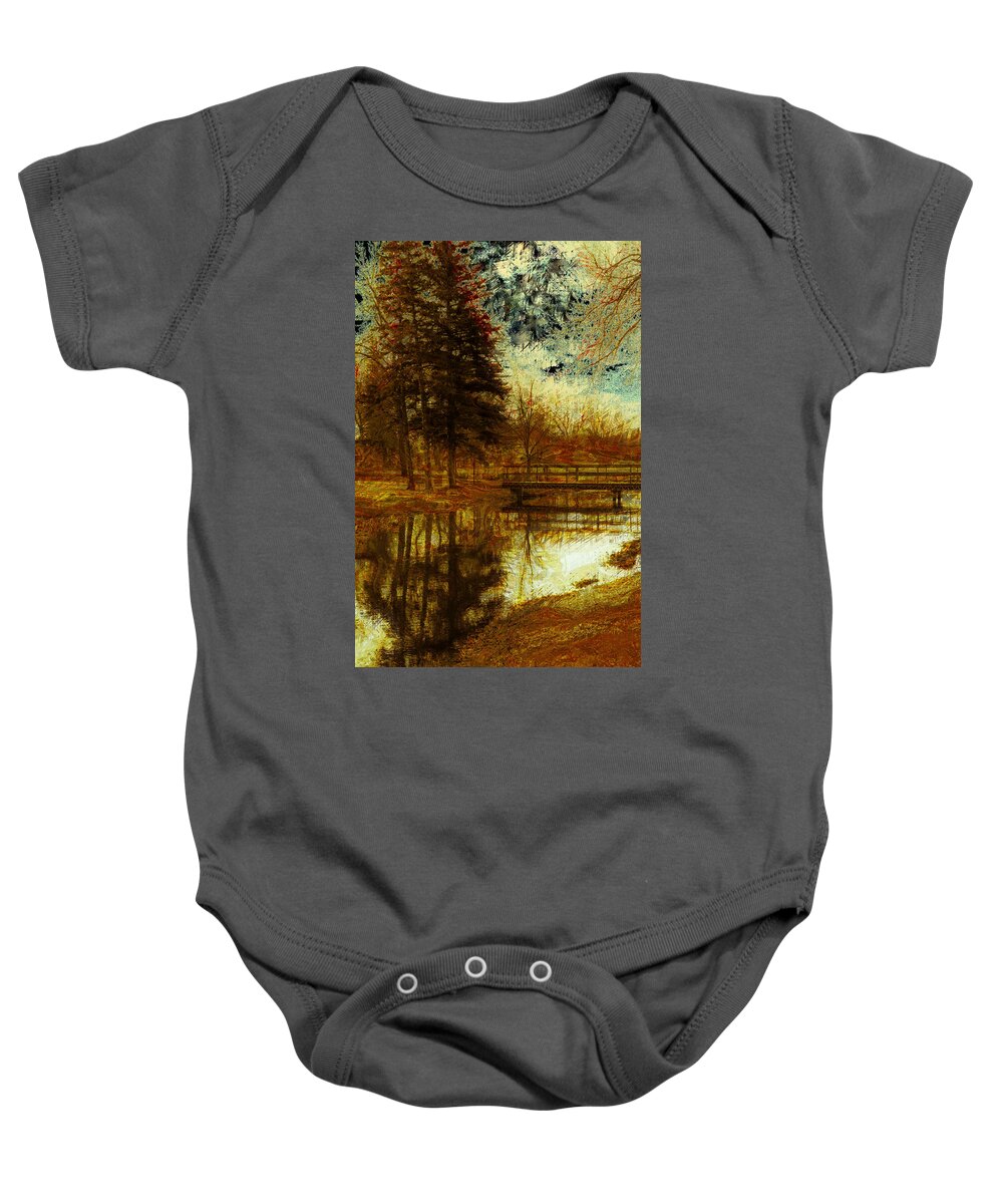 Trees Baby Onesie featuring the photograph Sylvan Bridge by Julie Lueders 