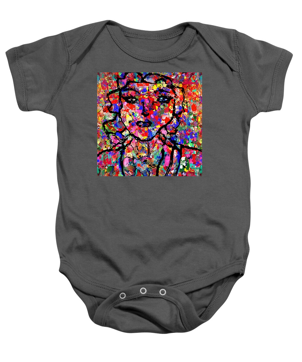 Abstract Baby Onesie featuring the mixed media Symphony of Colors by Natalie Holland