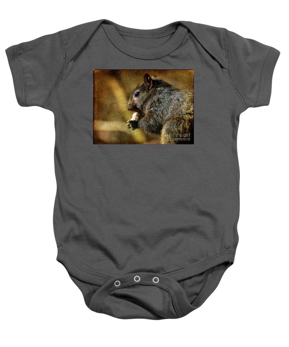 Squirrel Baby Onesie featuring the photograph Tasty Snack by Lois Bryan