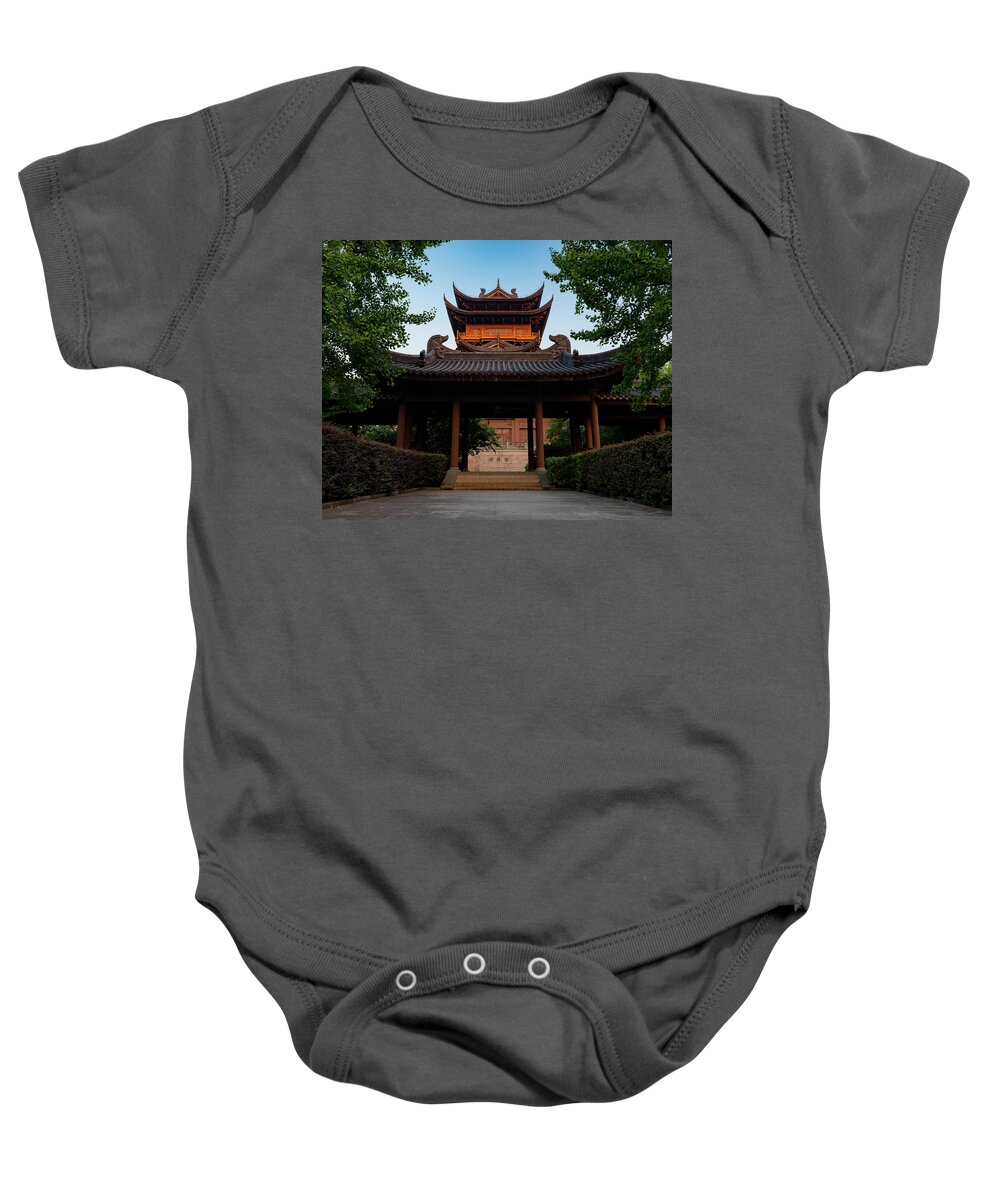 Tea Baby Onesie featuring the photograph Tea House in the Morning I by William Dickman