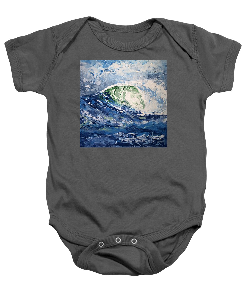 Wave Art Baby Onesie featuring the painting Tempest Abstract by William Love