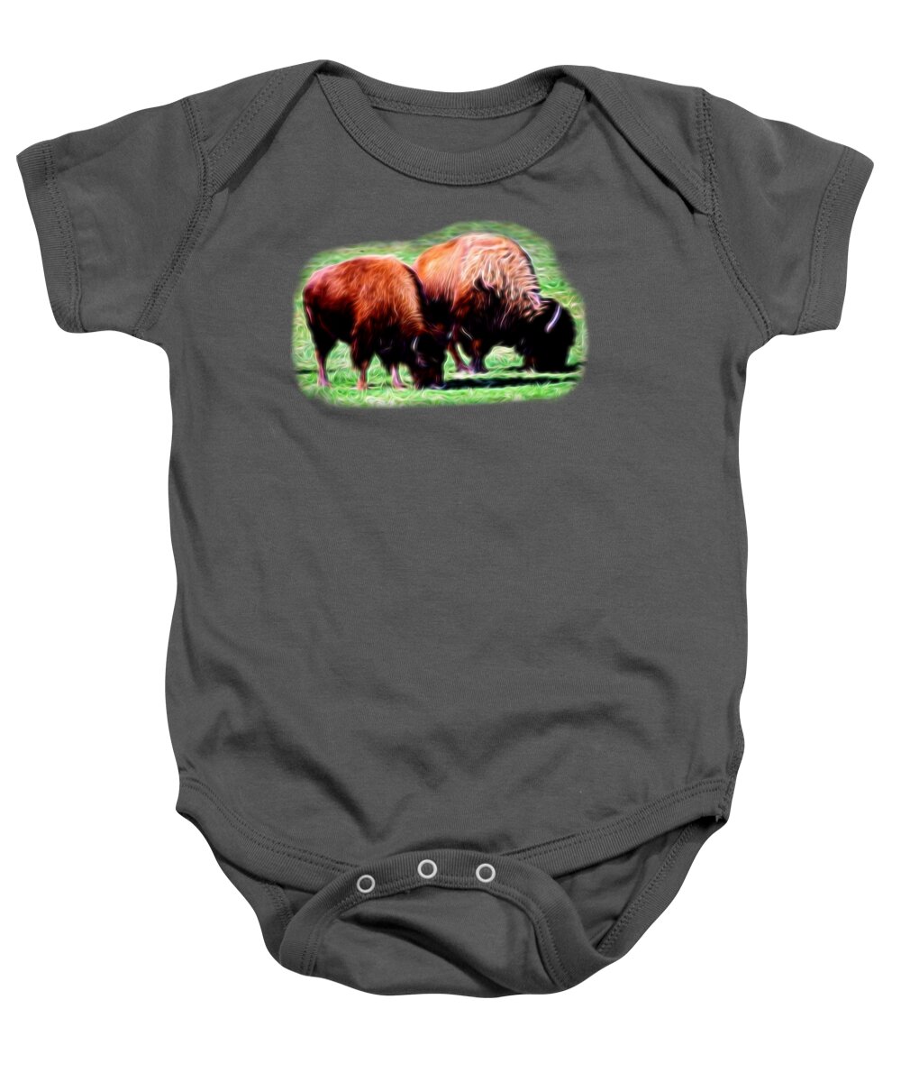 Fabric Design Baby Onesie featuring the photograph Texas Bison by Linda Phelps