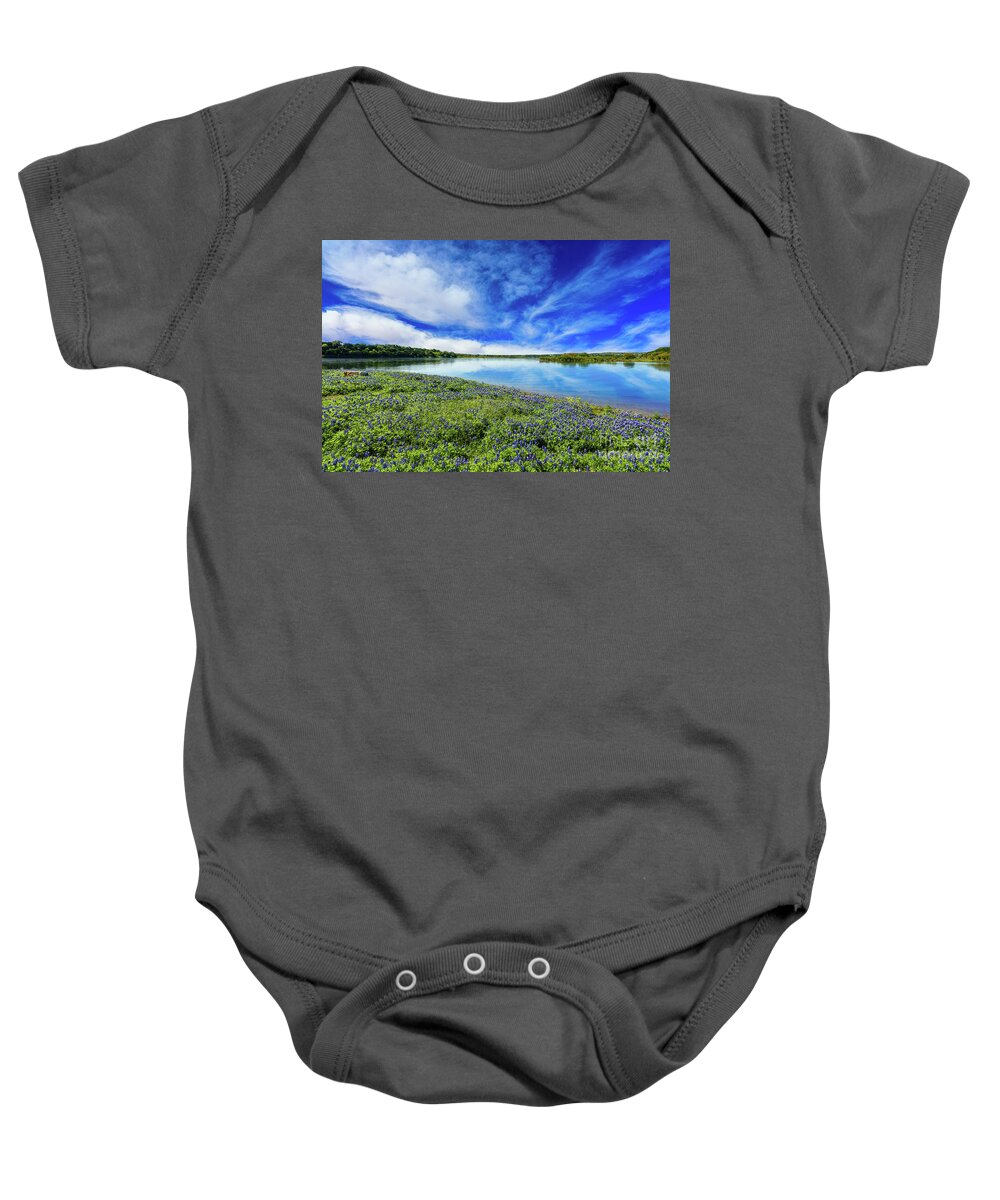 Austin Baby Onesie featuring the photograph Texas Bluebonnets by Raul Rodriguez