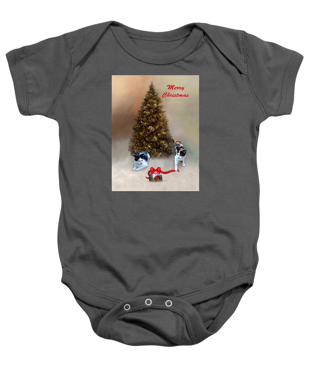 Kittens Baby Onesie featuring the photograph Thank You For Giving Us A Home Old Mill of Guilford by Sandi OReilly