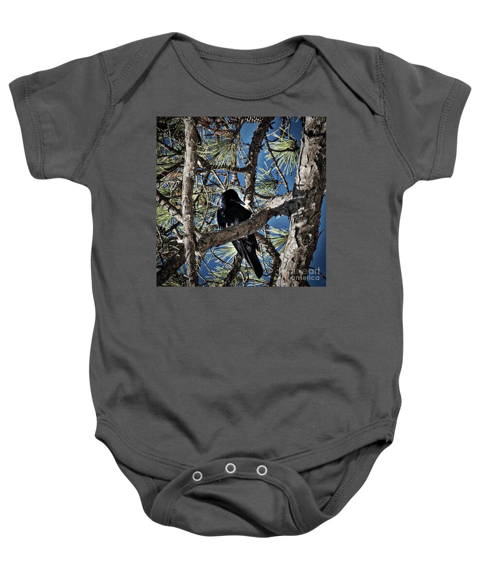 Nature Baby Onesie featuring the photograph That Crow In The Backyard by Skip Willits