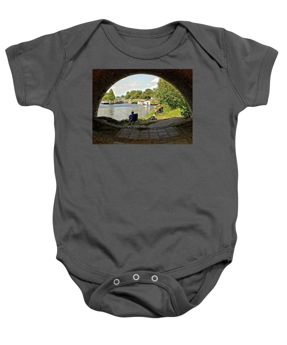 Candids Baby Onesie featuring the photograph The Anglers by Richard Denyer