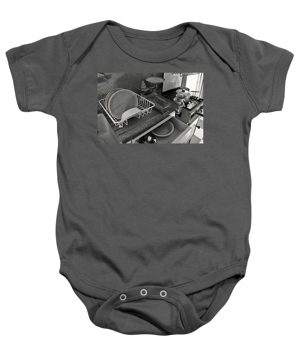 Welfare Baby Onesie featuring the photograph The Art of Welfare. Kitchen cupboards. by Elena Perelman