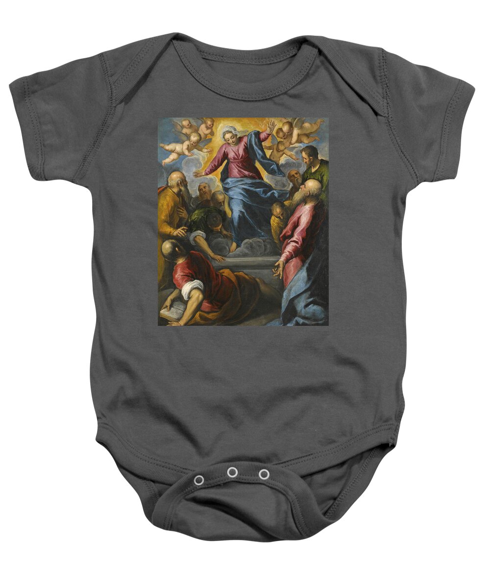 Palma Il Giovane Baby Onesie featuring the painting The Assumption by Palma Il Giovane
