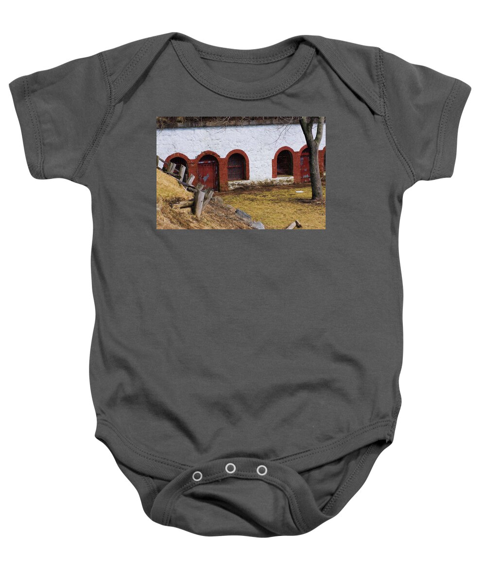 Marblehead Massachusetts Baby Onesie featuring the photograph The barracks at Fort Sewall Marblehead by Jeff Folger
