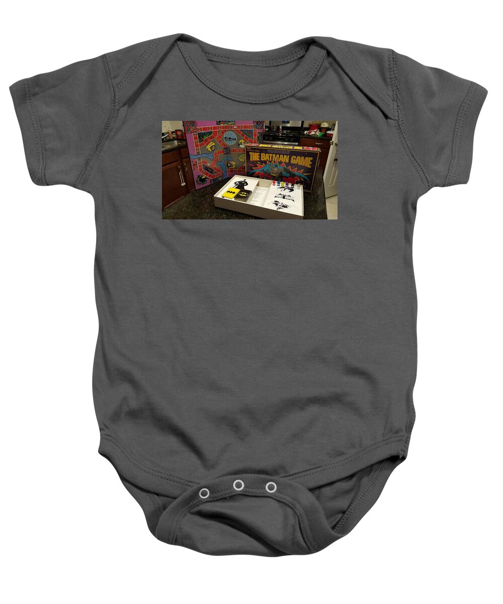 The Batman Game Baby Onesie featuring the photograph The Batman Game by Jackie Russo