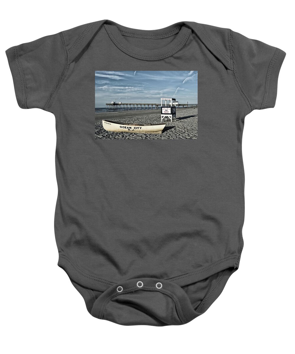 Ocean City Baby Onesie featuring the photograph The Beach At Ocean City, NJ by James DeFazio