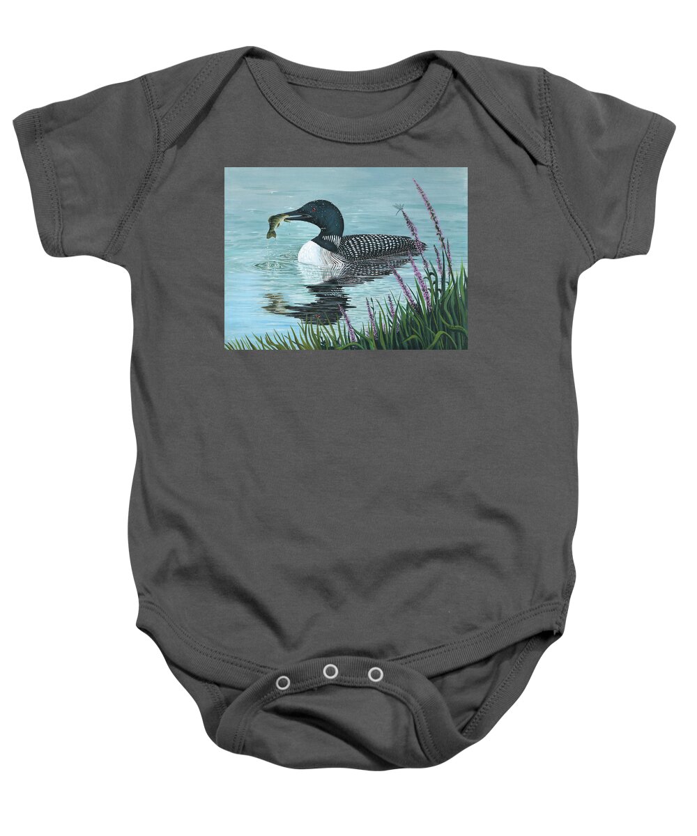 Bait Baby Onesie featuring the painting The Catch by Sheri Jo Posselt