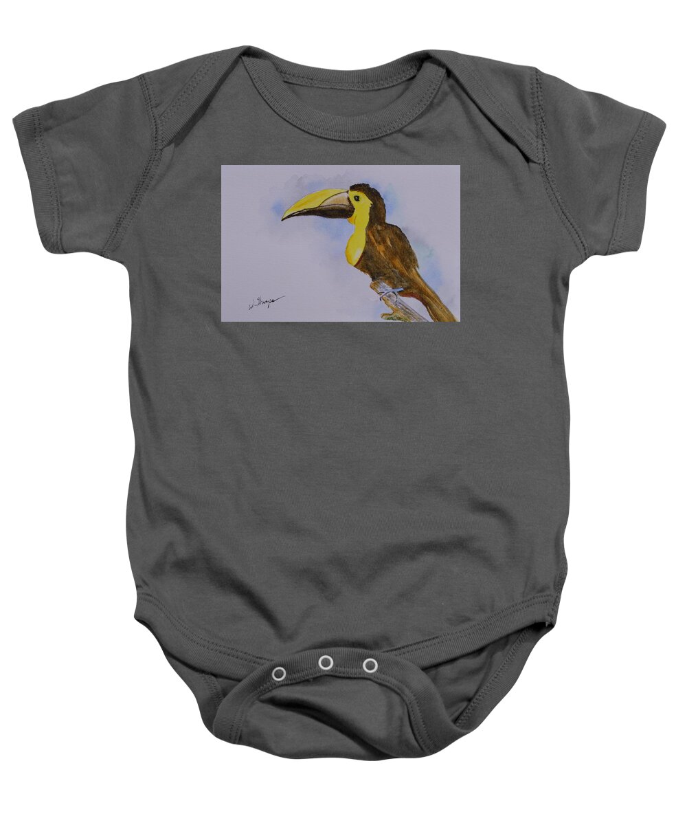 The Choco Toucan Baby Onesie featuring the painting The Choco Toucan by Warren Thompson