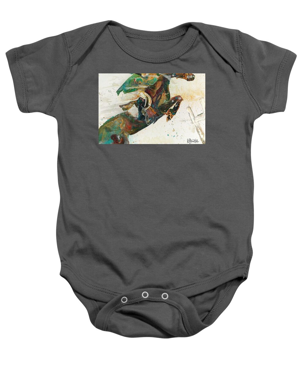 Hamptons Classic Horse Show Baby Onesie featuring the painting The Classic by Kasha Ritter