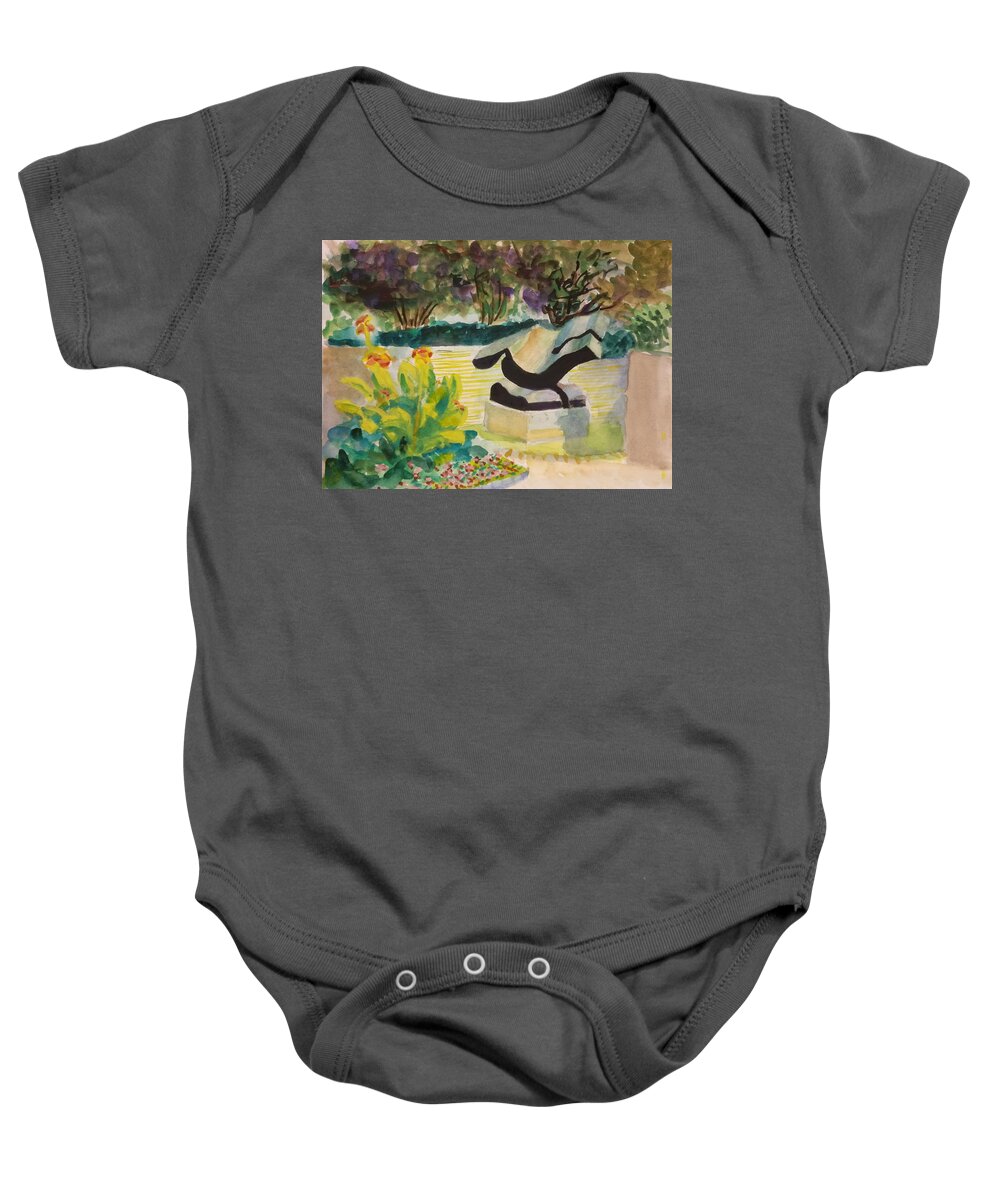 Architectural Baby Onesie featuring the painting The Corinthian Garden by Nicolas Bouteneff