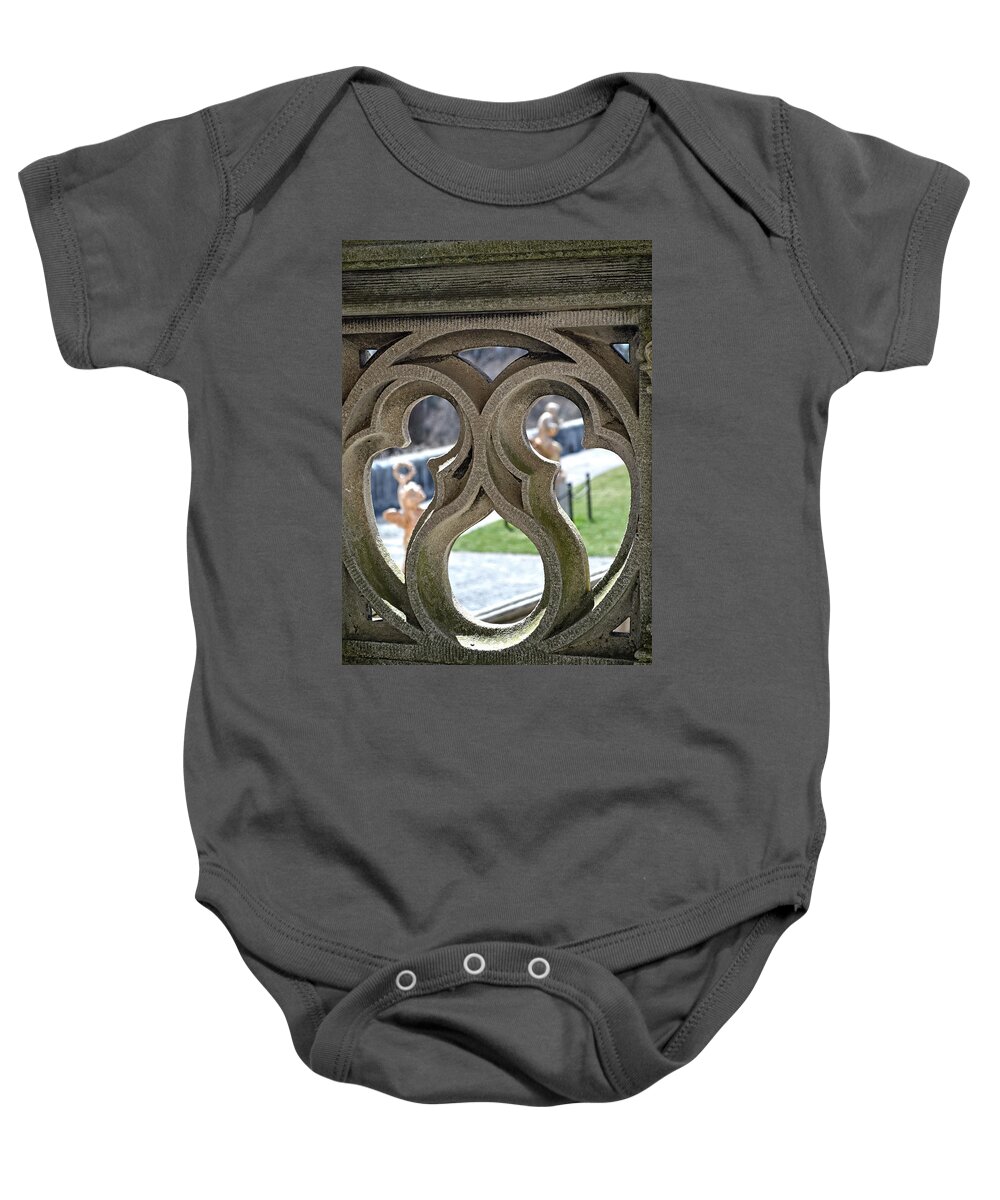 Limestone Baby Onesie featuring the photograph The Courtyard Beyond by Jason Bohannon