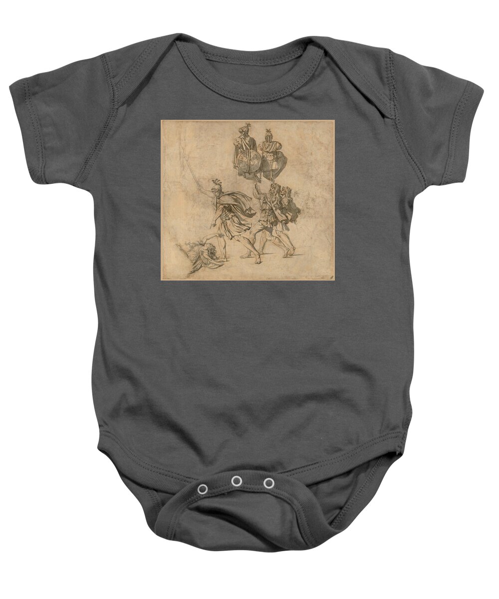Jacques-louis David Baby Onesie featuring the drawing The Death of Camilla by Jacques-Louis David