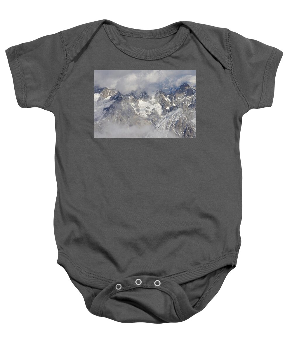 Aiguille Du Midi Baby Onesie featuring the photograph The Devils Teeth by Stephen Taylor