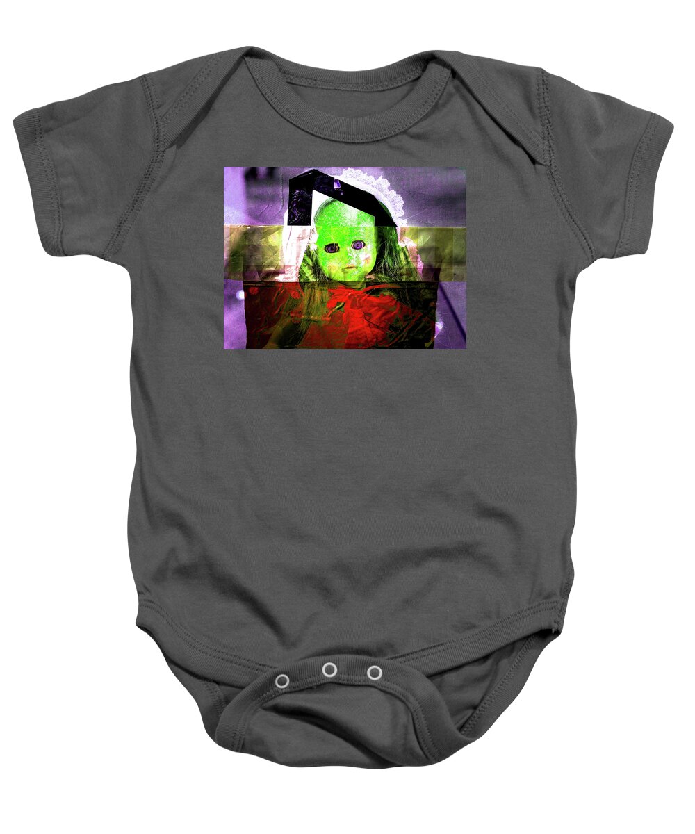 Doll Baby Onesie featuring the digital art The doll with the purple eyes by Gabi Hampe