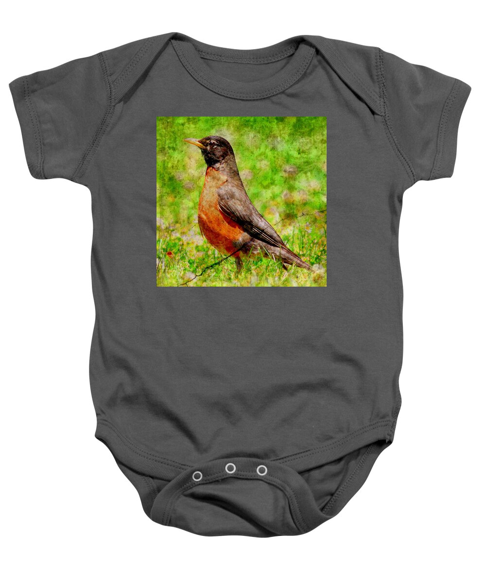 Texture Baby Onesie featuring the photograph The Early Bird . texture . square by Wingsdomain Art and Photography