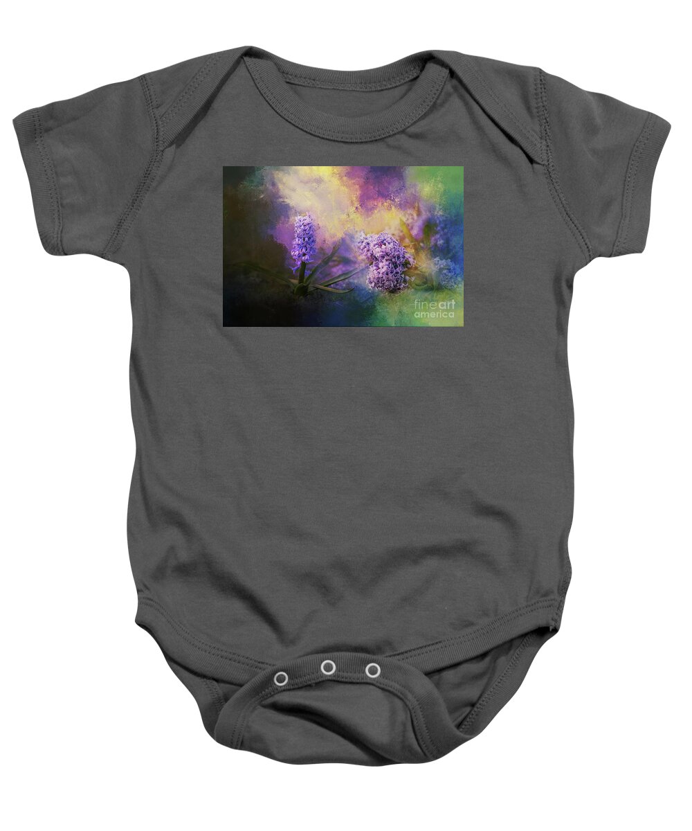 Hyacinths Baby Onesie featuring the photograph The Earth Laughs in Flowers by Eva Lechner