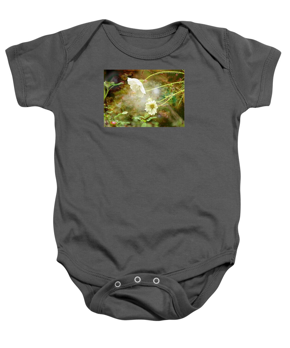 Cosmos Baby Onesie featuring the photograph The Enchantment of Rain by Carol Senske