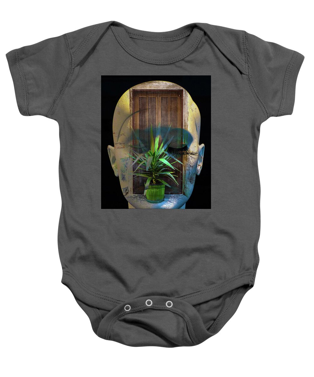 Palm Tree Baby Onesie featuring the photograph The face with the palm tree by Gabi Hampe