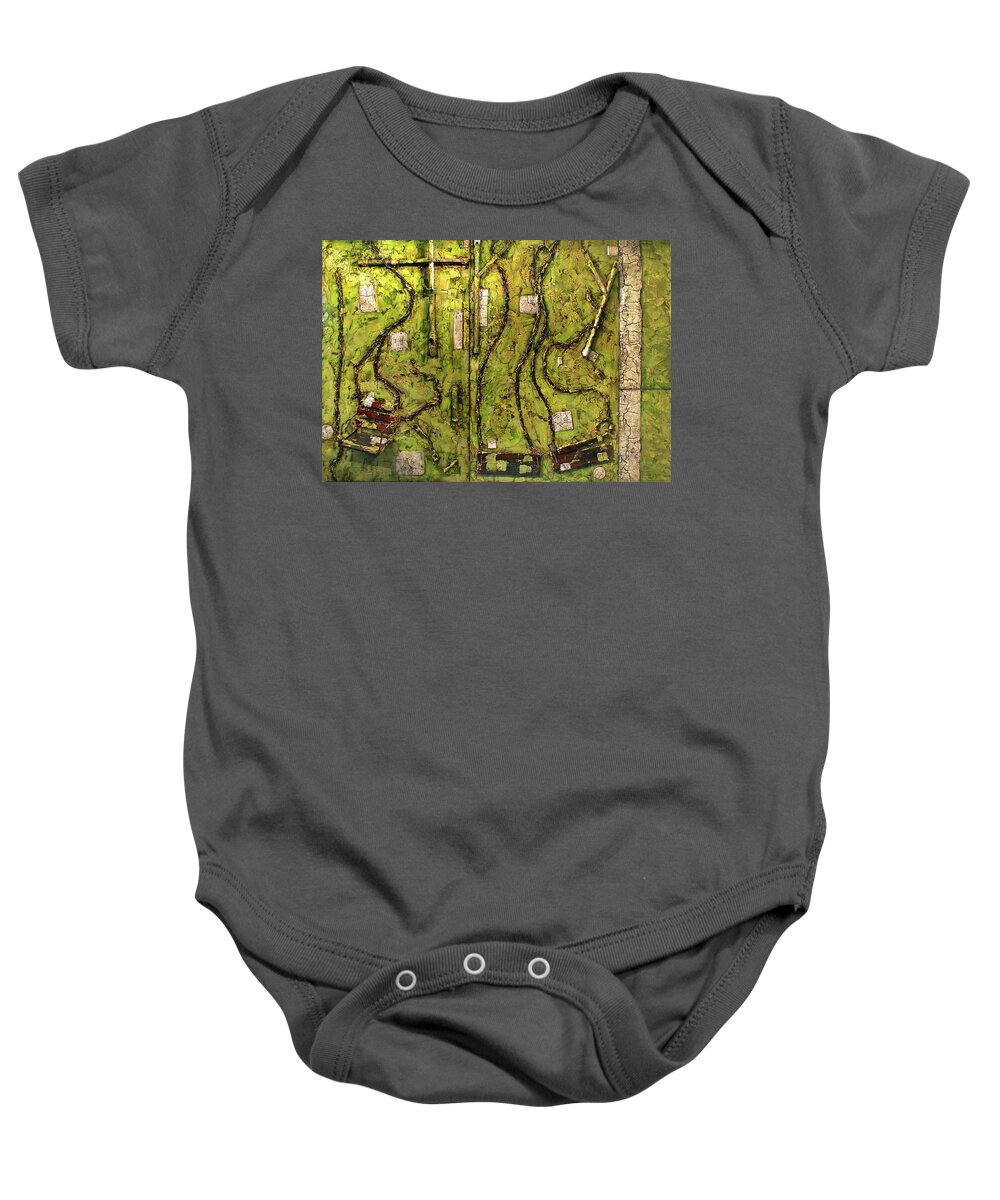 Family Baby Onesie featuring the sculpture The Family Swing Set by Christopher Schranck