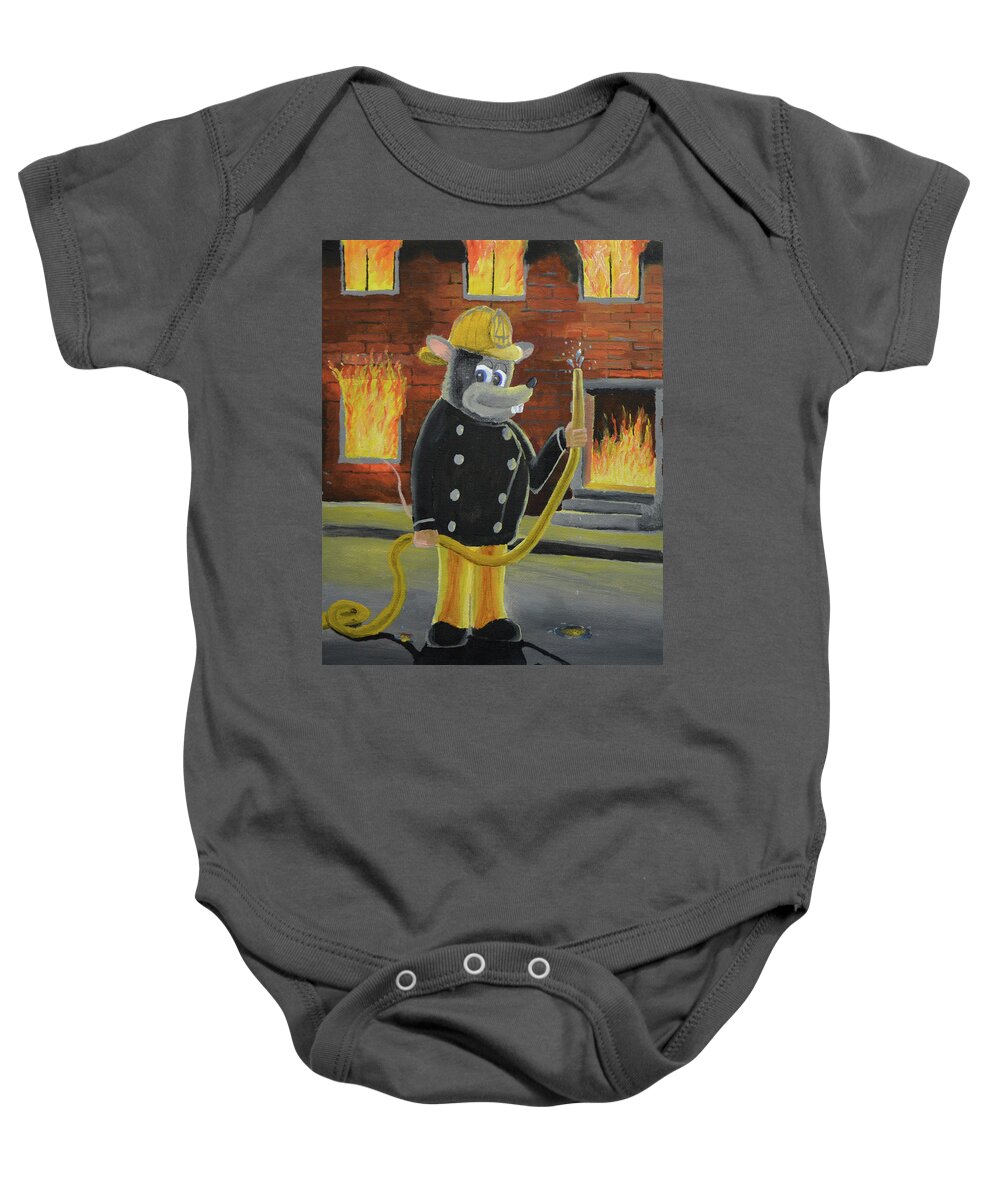 Fire Rat Baby Onesie featuring the painting The Fire Rat by Winton Bochanowicz