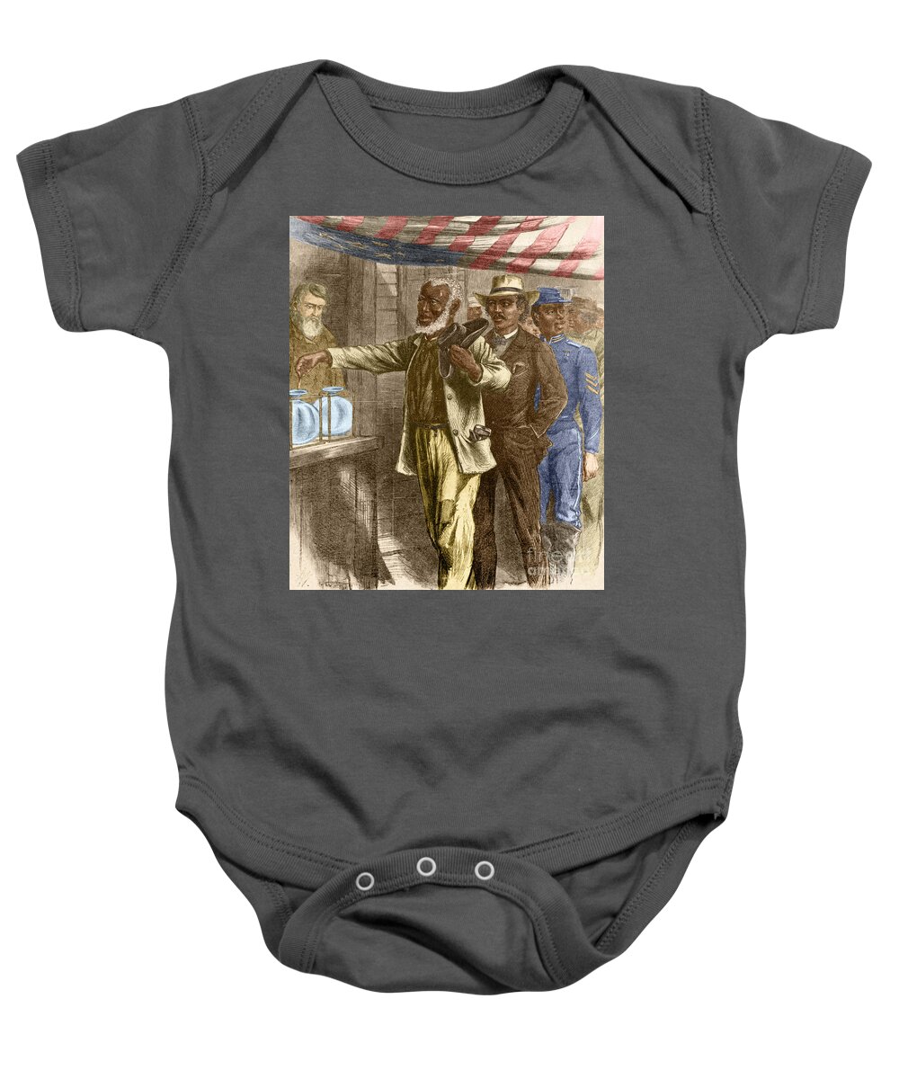 15th Amendment Baby Onesie featuring the photograph The First Vote 1867 by Photo Researchers