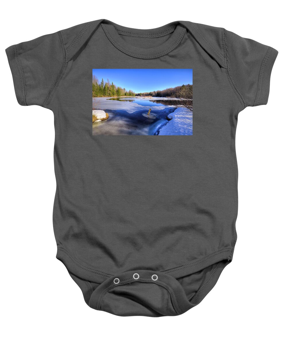 Landscapes Baby Onesie featuring the photograph The Frozen Moose River by David Patterson