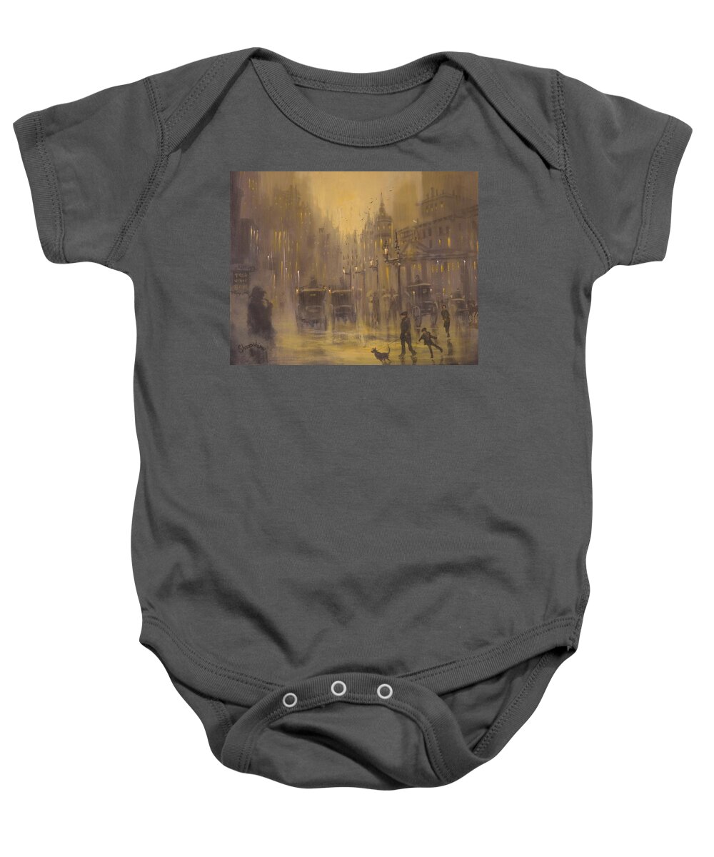 Sherlock Holmes Baby Onesie featuring the painting The Game Is Afoot by Tom Shropshire