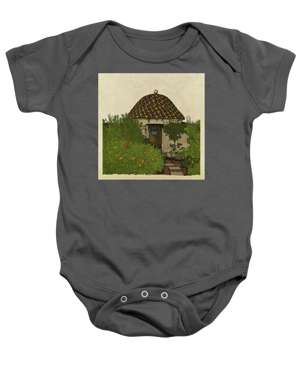 Drawing Baby Onesie featuring the drawing The Guard House by Meg Shearer